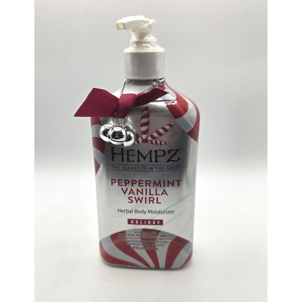 Hempz Peppermint Vanilla Swirl Herbal Body Moisturizer 17oz Holiday Edition New